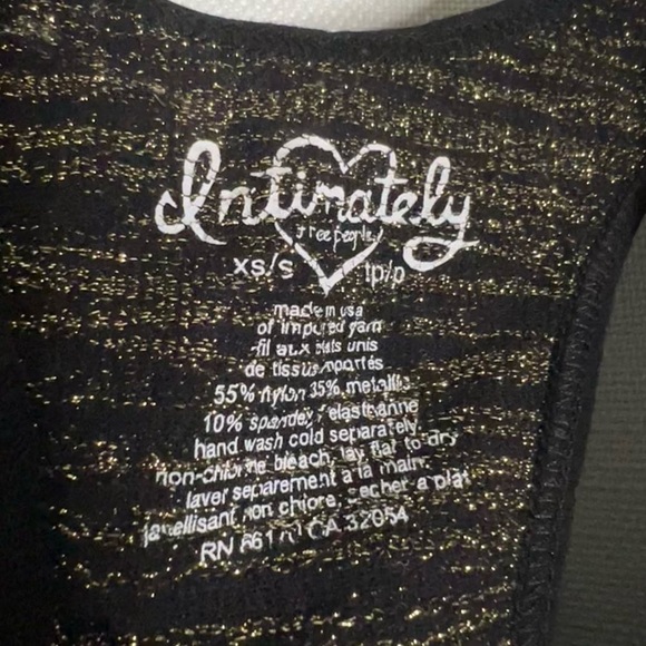Intimately Free People Black and Gold Metallic Racerback Tank Top Small - Picture 3 of 5